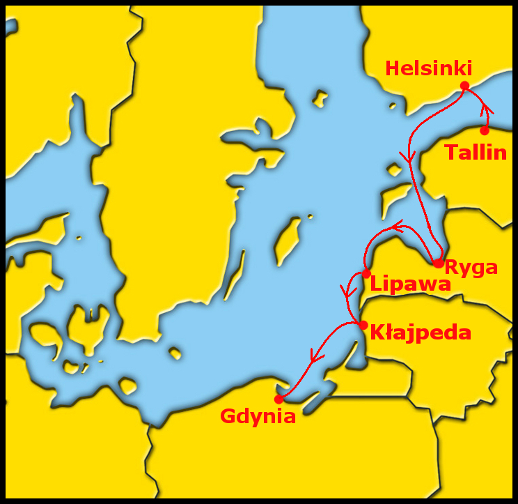 Planowana trasa rejsu ze Szczecina do Sztokholmu