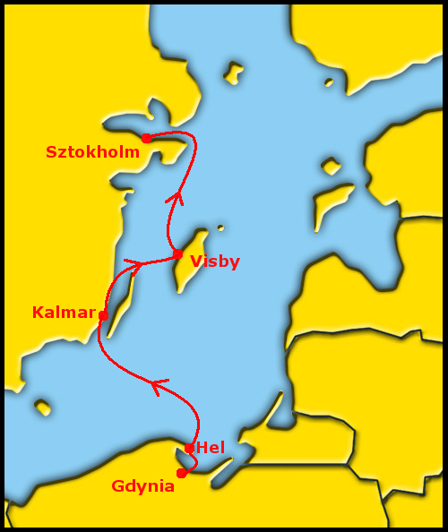 Planowana trasa rejsu ze Szczecina do Sztokholmu