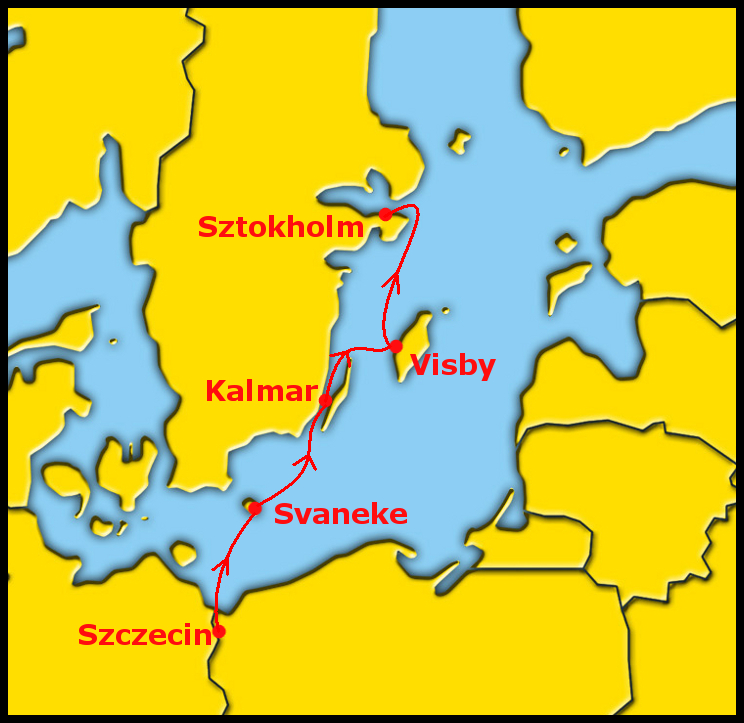 Planowana trasa rejsu ze Szczecina do Sztokholmu