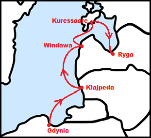 Planowana trasa rejsu ze Szczecina do Gdyni